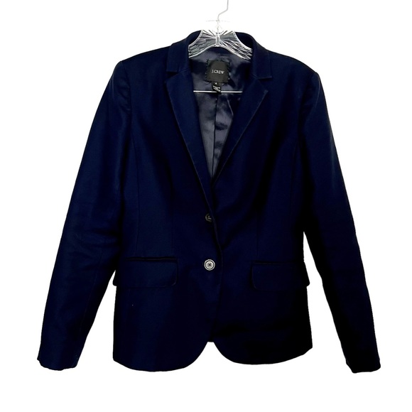 J. Crew Women's Navy Blue Blazer/Suit Jacket, Double button, Cotton, Size 4 - Picture 3 of 15